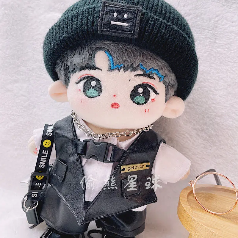 20CM Idol Doll Replaceable Clothes Concert Costumes Vest Leather Pants Plush Dolls Accessories Jungkook Jimin NCT Gifts