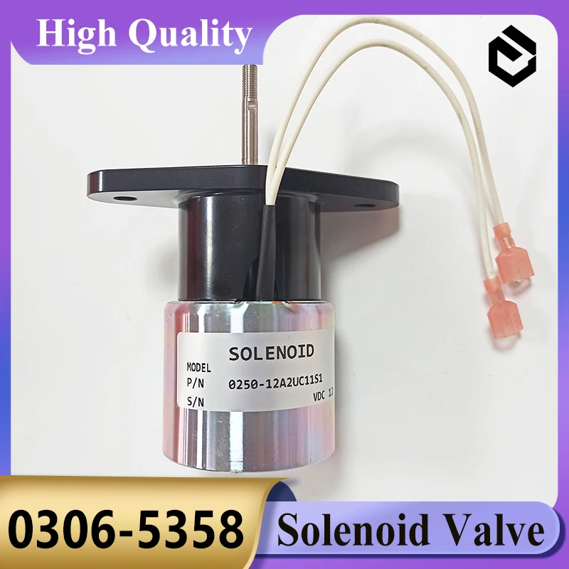 

0250-12A2UC11 Stop Solenoid Valve 0306-5358 12V for Cummins X3.3 Engine for Onan C33D5 C38D5 C30D6 C35D6 Excavator Parts