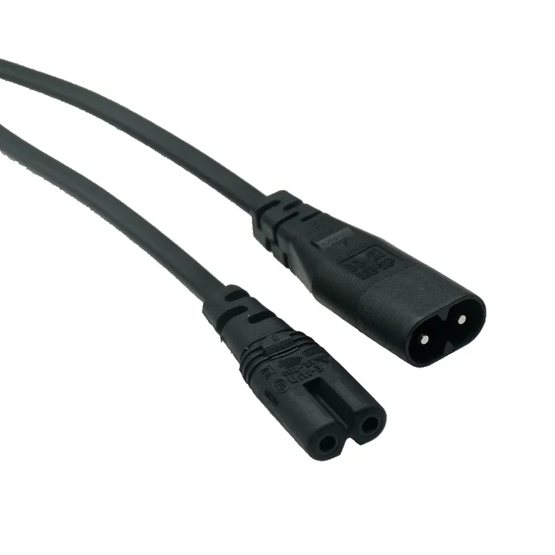 Macho para Fêmea Cabo de Extensão de Alimentação, Cabo Adaptador Principal, IEC 60320, C8 Plug para C7, 30cm, 1ft, 1,5 m, 5ft, 16ft