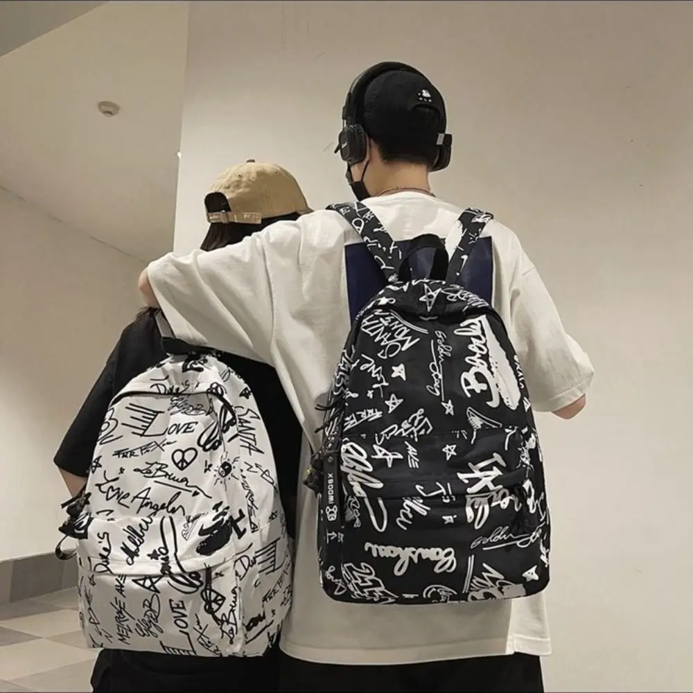 New Fashion Large Capacity Backpack Graffiti Trend Korean Style Bookbags Ultra-light Travel Knapsacks