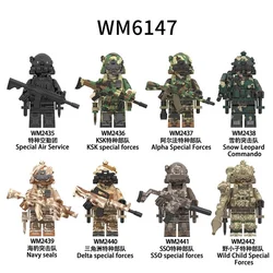 WW2 Military Building Blocks Bricks Special Forces Weapons Soldier KSK Alpha Snow Leopard Navy Seals Dleta Figura Toys Kid Gift