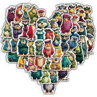 50/100PCS Furious Retro Style Animal Characters Sticker Notebook Nostalgia Harajuku Laptop Skateboard Aesthetic Luggage Decals