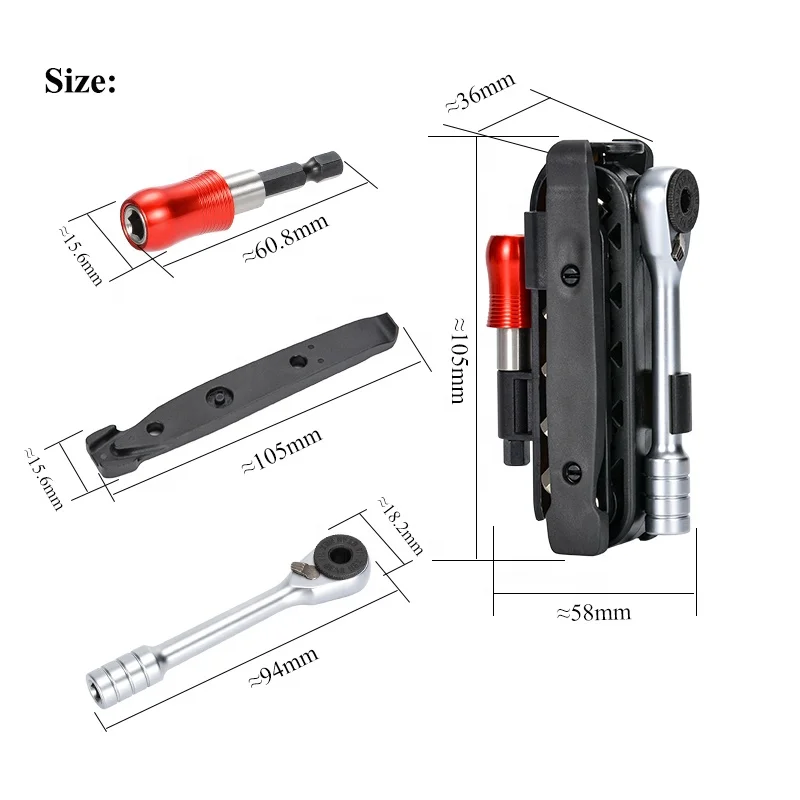 Multi Function Bike Ratchet Wrench Repair Set With Tire Levers Bits Extension Rod Portable Cycling Maintenance Hand Tools