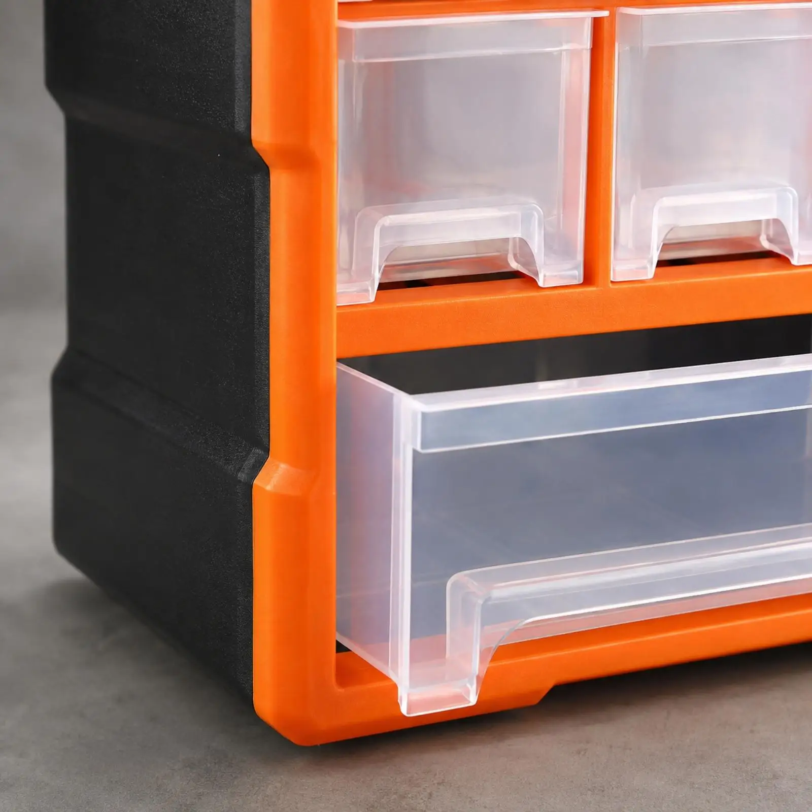 Multi Compartment Parts Storage Cabinet with 5 Pull Out Clear Drawers for Beads Crafts Tools Desk Organizer Box with Adjustable