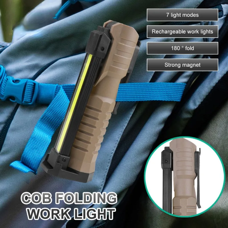 Multifunctional Portable COB LED Work Light with Magnetic Base and Hanging Hook 5 Modes for Outdoor Camping Car Repair