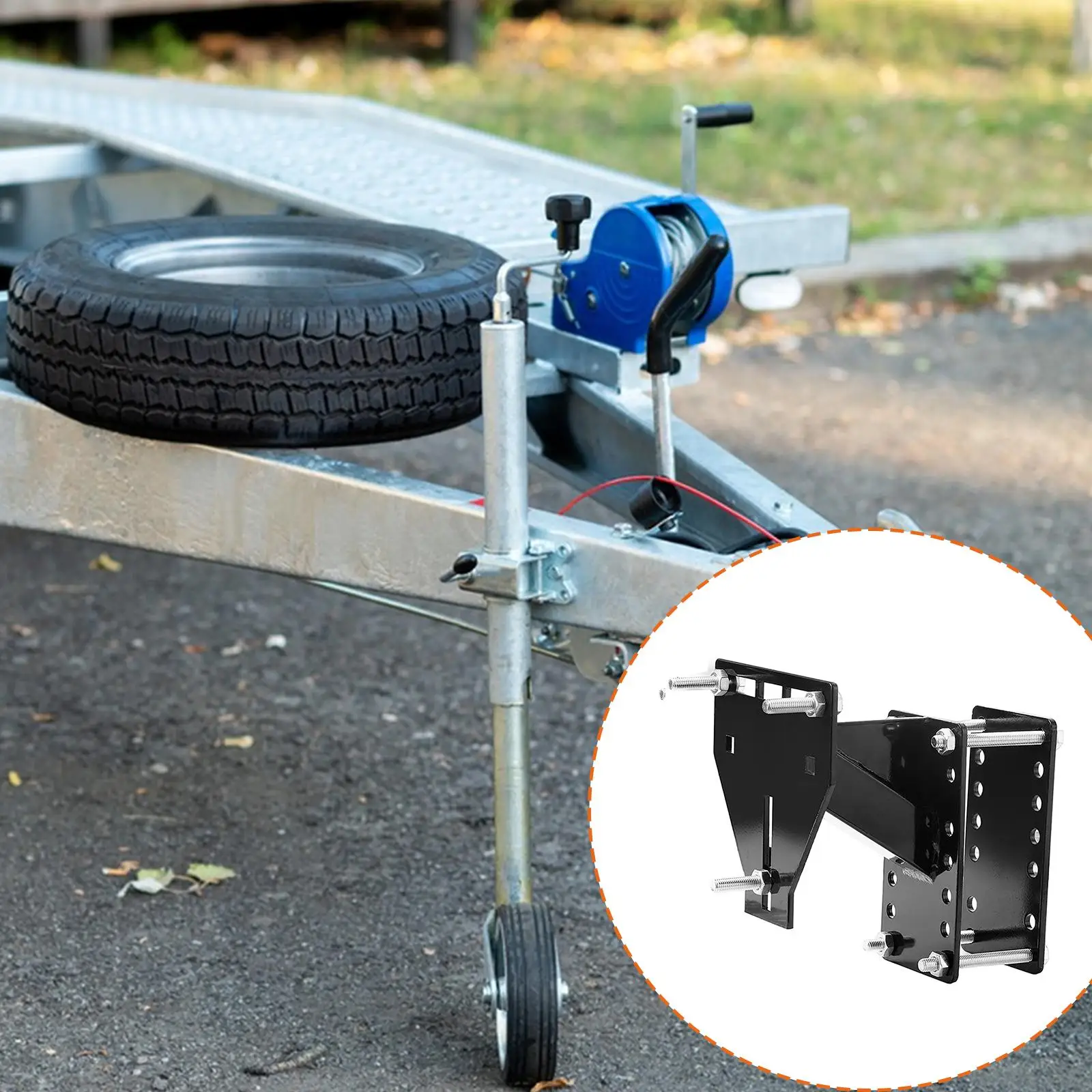 Spare Tire Mount Steel Holder Winch Bracket for Trailer RV Boat 4x4 Tire Support Solution