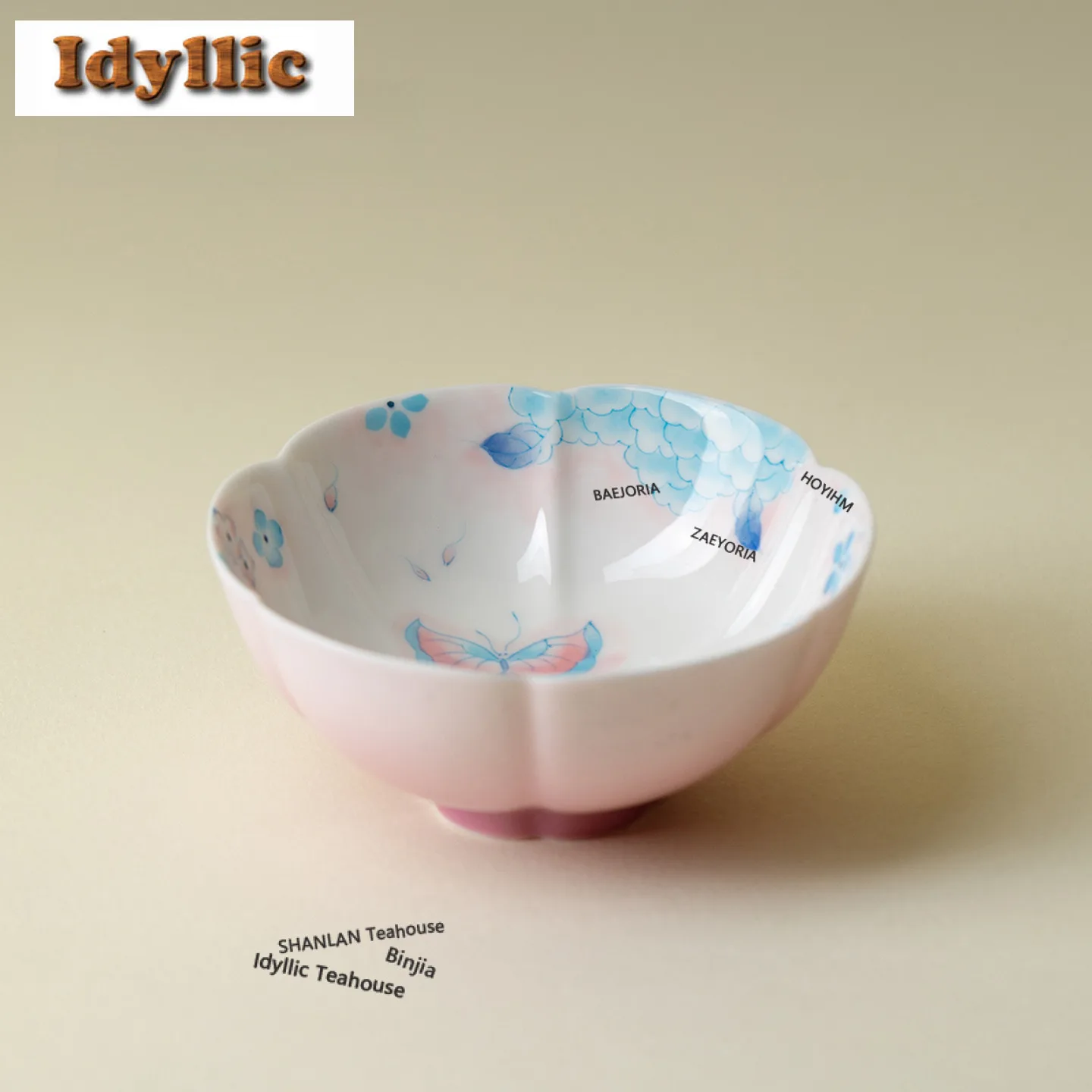 120ml Hand-painted Butterfly Flower Teacup Antique Tea Bowl Sample Tea Cup Tea-tasting Personal Cup Jianzhan Master Cups Gifts