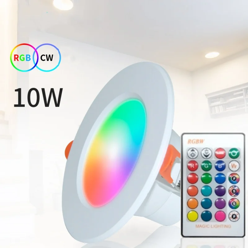 Lampa sufitowa RGB LED typu Downlight AC 10W/15W AC 110V 220V ściemniania wpuszczane Led lampa punktowa z IR lampa zdalnie sterowana