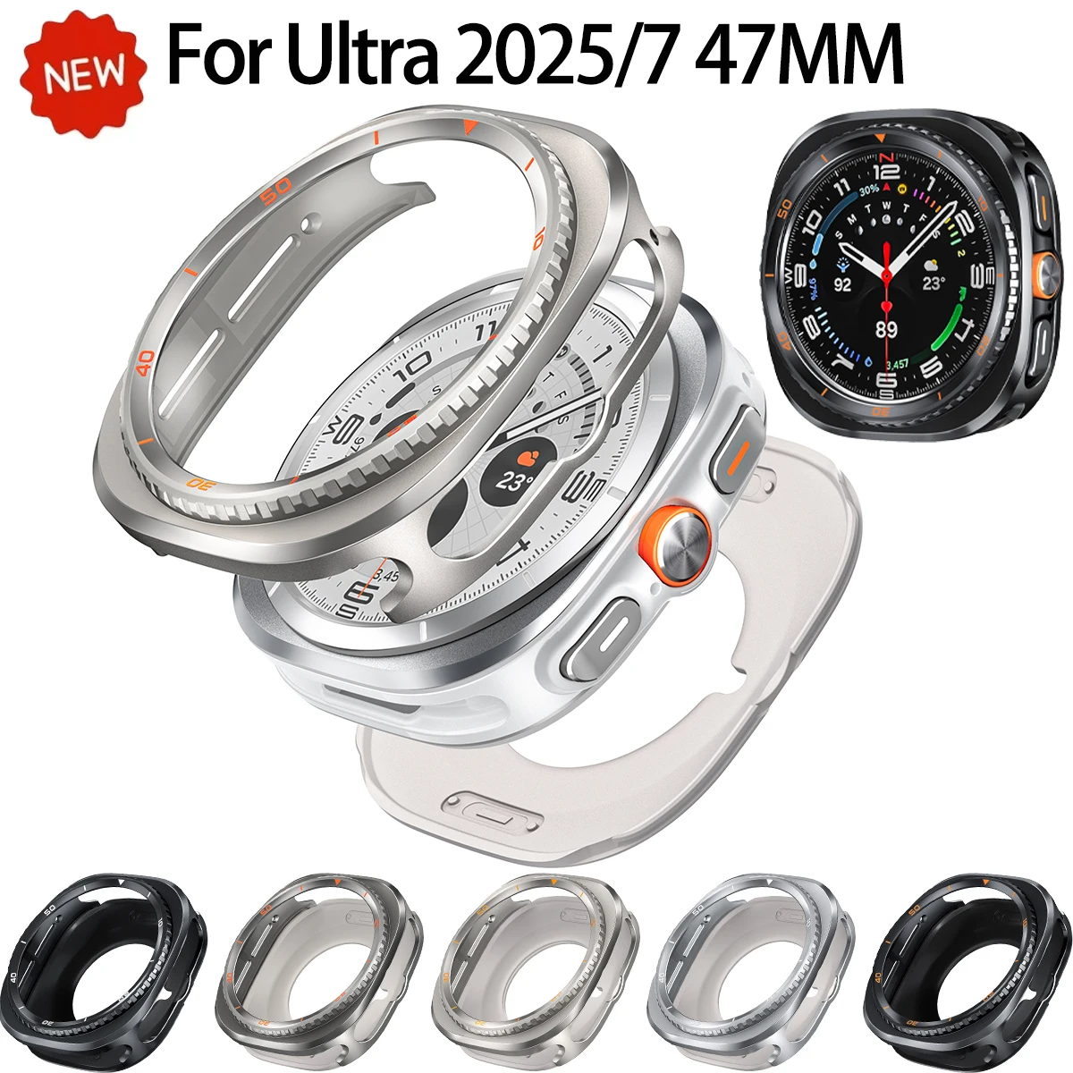 Change To Classic Case für Samsung Galaxy Watch Ultra 2025/7 47 mm Anti-Drop PC + Matel Cover für Galaxy 47 mm Smartwatch Bumper