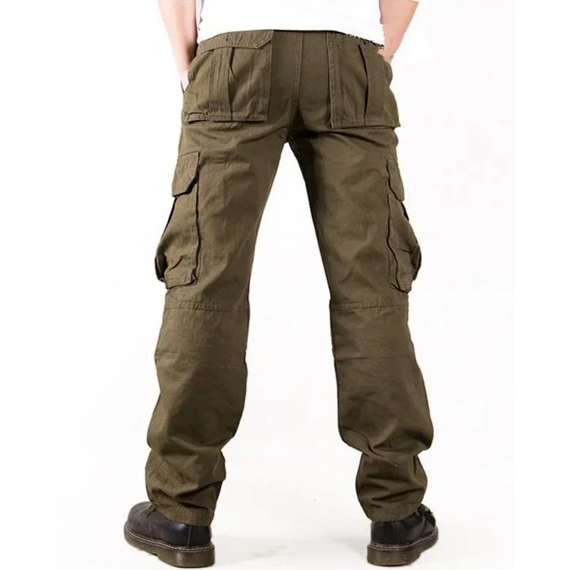 

Men's Cargo Pants Multi Pockets Army Green Military Style Tactical Cotton Outdoor Casual Straight Trousers for Male