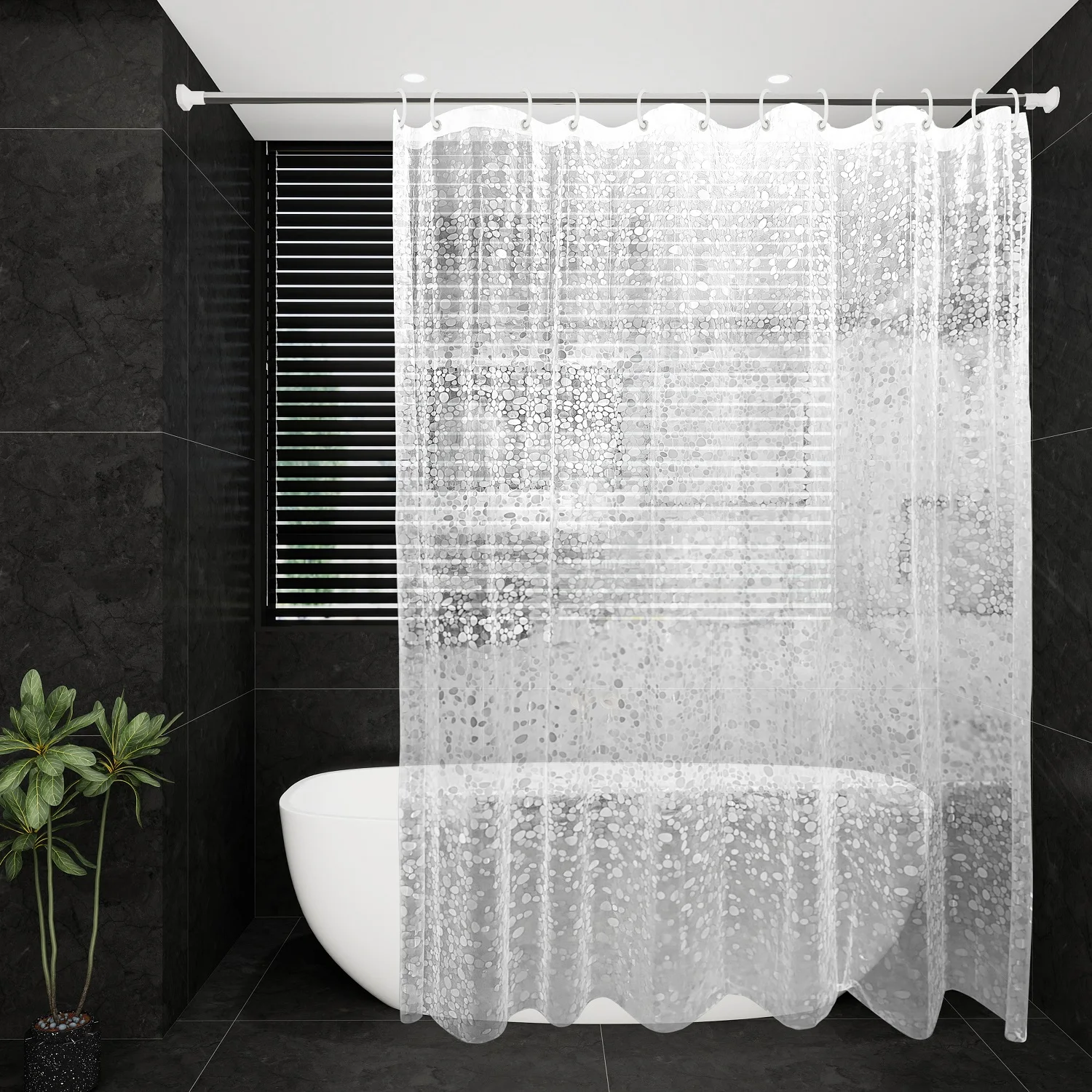 Pebble-Patterned Bathroom Shower Curtain, Partition Curtain, Dreamy Galaxy in the Bathroom, with a Transparent and Sparkling Texture, Adding a Romantic Veil to the Bathing Time