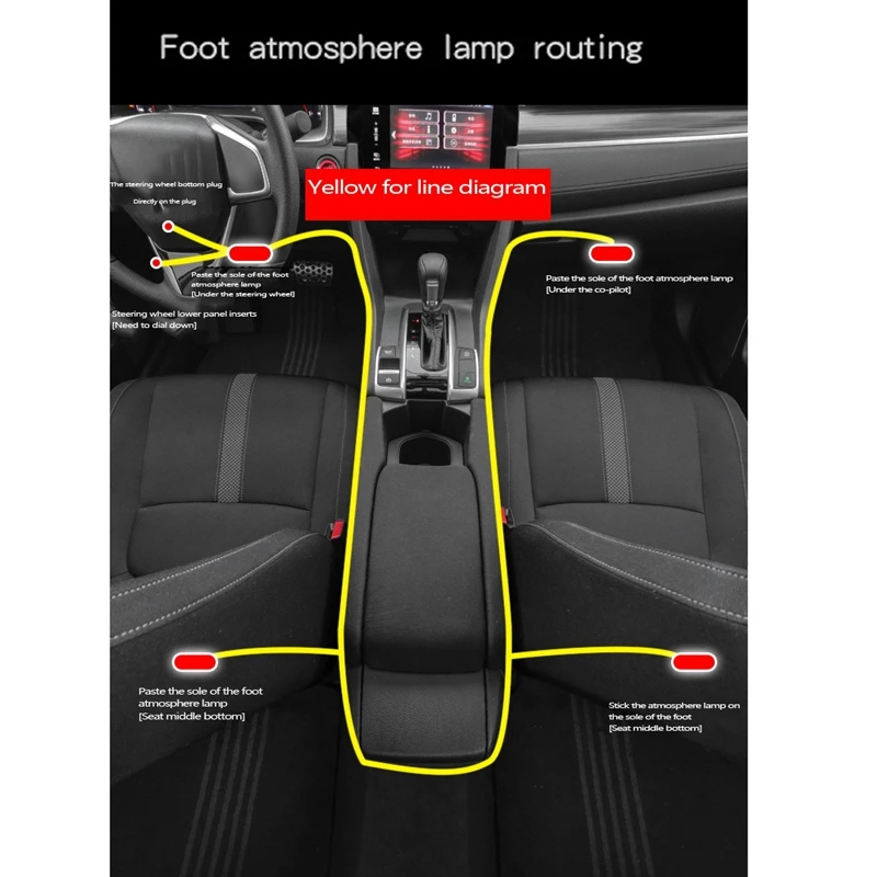 Auto Innen atmosphäre Licht esp Schnitts telle führte Umgebungs fuß Lichter für Honda Civic Accord 10. crv rw 5.