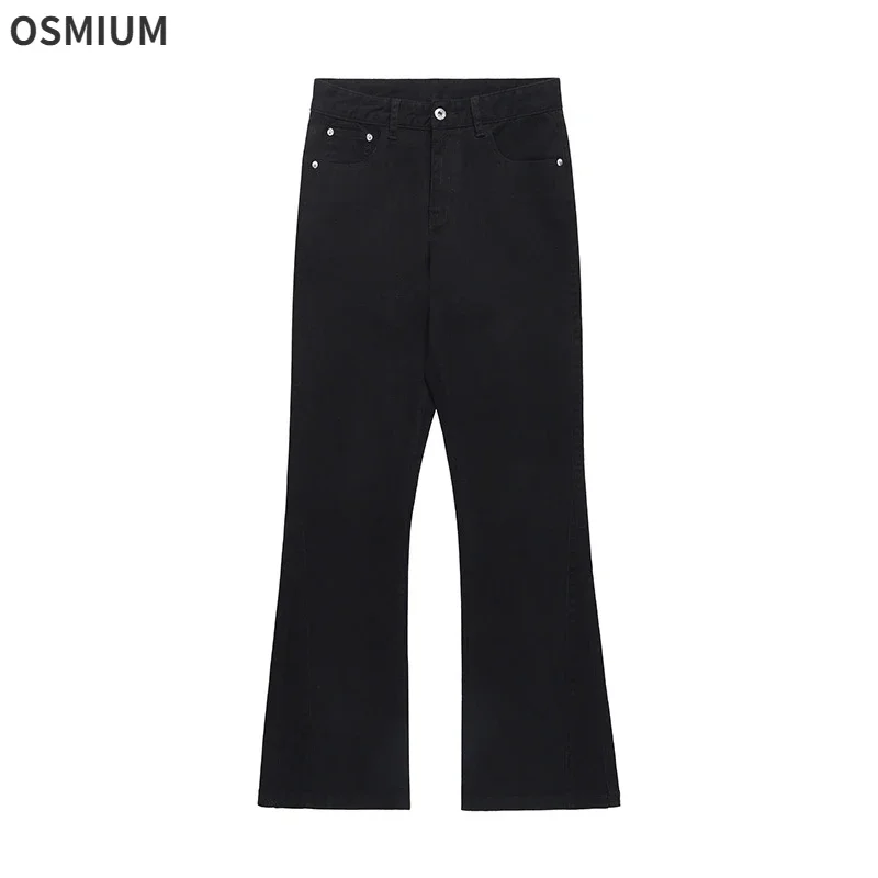 

Men American White Black Flare Pants High Quality Cotton Denim Jeans Boys Casual Hip-hop Loose Plus Size Trousers Streetwear XXL