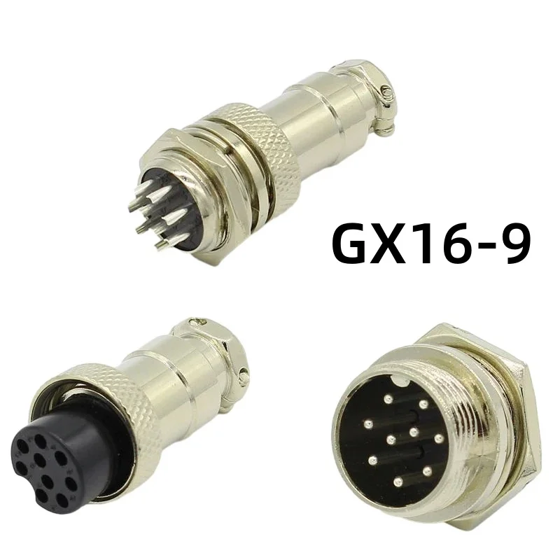 1set GX16-9 9Pin Male & Female Diameter 16mm Wire Panel Connector L77 GX16 Circular Connector Aviation Socket Plug