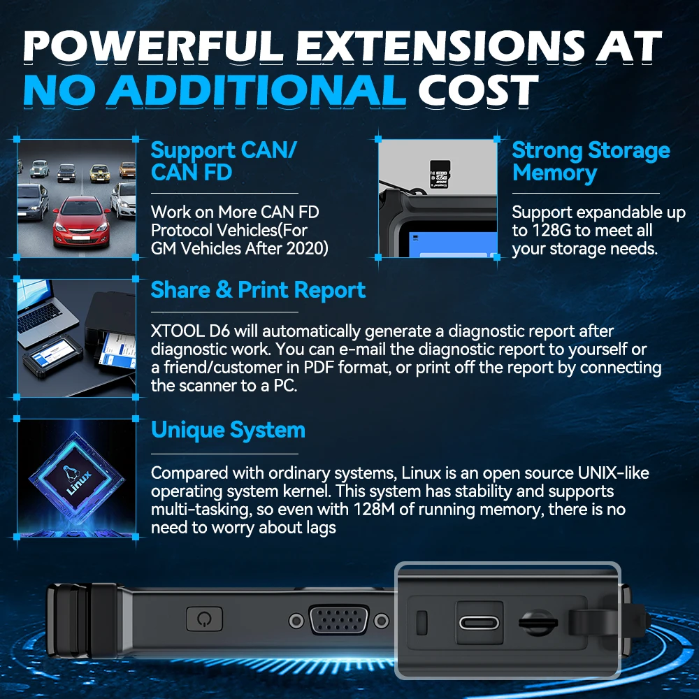 Picture 3: 2025 New D6 Universal Full System Diagnostic Tools OBB2 Scanner BMS Reset Injector Coding Machine With CAN FD/FCA