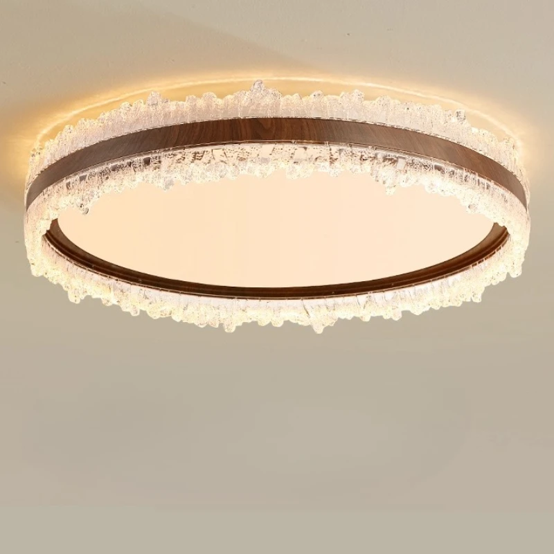 Modern Minimalist Round Wood Grain Ceiling Light Acrylic Lampshade Aluminium Ceiling Lamp Living Room Restaurant Bedroom Study