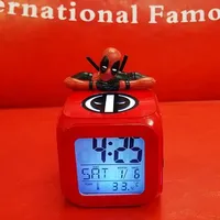New Deadpool Alarm Clocks Anime 3D Night Light Color Change 7 Led Desk Home Decor Cartoon Spider Man Iron Man Venom Kids Gift
