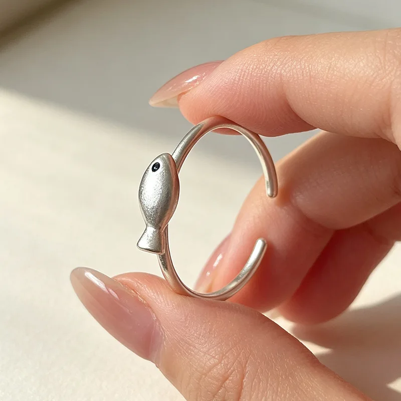 925 Sterling Silver Open Finger Ring Vintage Engraved Fish Elephant Wide Punk For Women Girl Jewelry Gift Dropship Wholesale