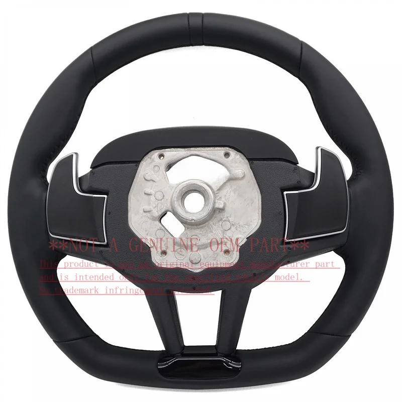For BMW Steering Wheel Horn Cover CS Black Silver Sport Genuine Leather Black Center Mark No Paddle Decorative Cover