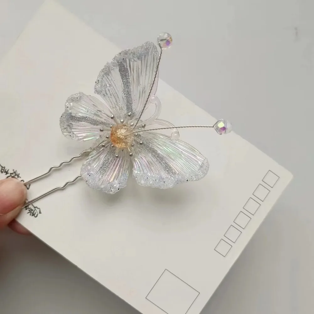 Butterfly Hairpin Hanfu Nakrycie głowy Słodkie akcesoria do włosów w starożytnym stylu dla kobiet