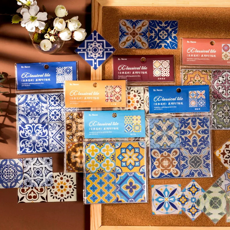 15 Pcs Moroccan Style Tile Sticker Decorative Sticker For Scrapbooking Kid Diy Arts Crafts Album Journaling Junk Journal