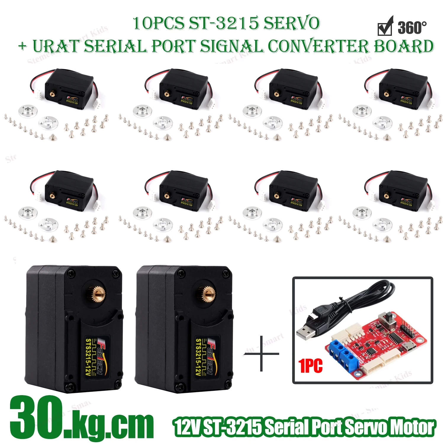 

10 шт. ST3215 30 кг последовательная шина цифровой сервопривод магнитный энкодер серво 360 ° Программируемый, высокий крутящий момент для радиоуправляемых робототехники/проектов своими руками