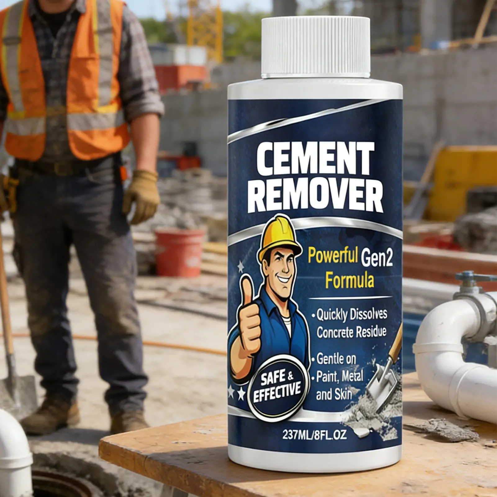 Concrete Remover 237ml Dried Cement Dissolver Heavy Duty Cleaner Fast Acting Liquid Safe Surface Construction Tool for Driveway