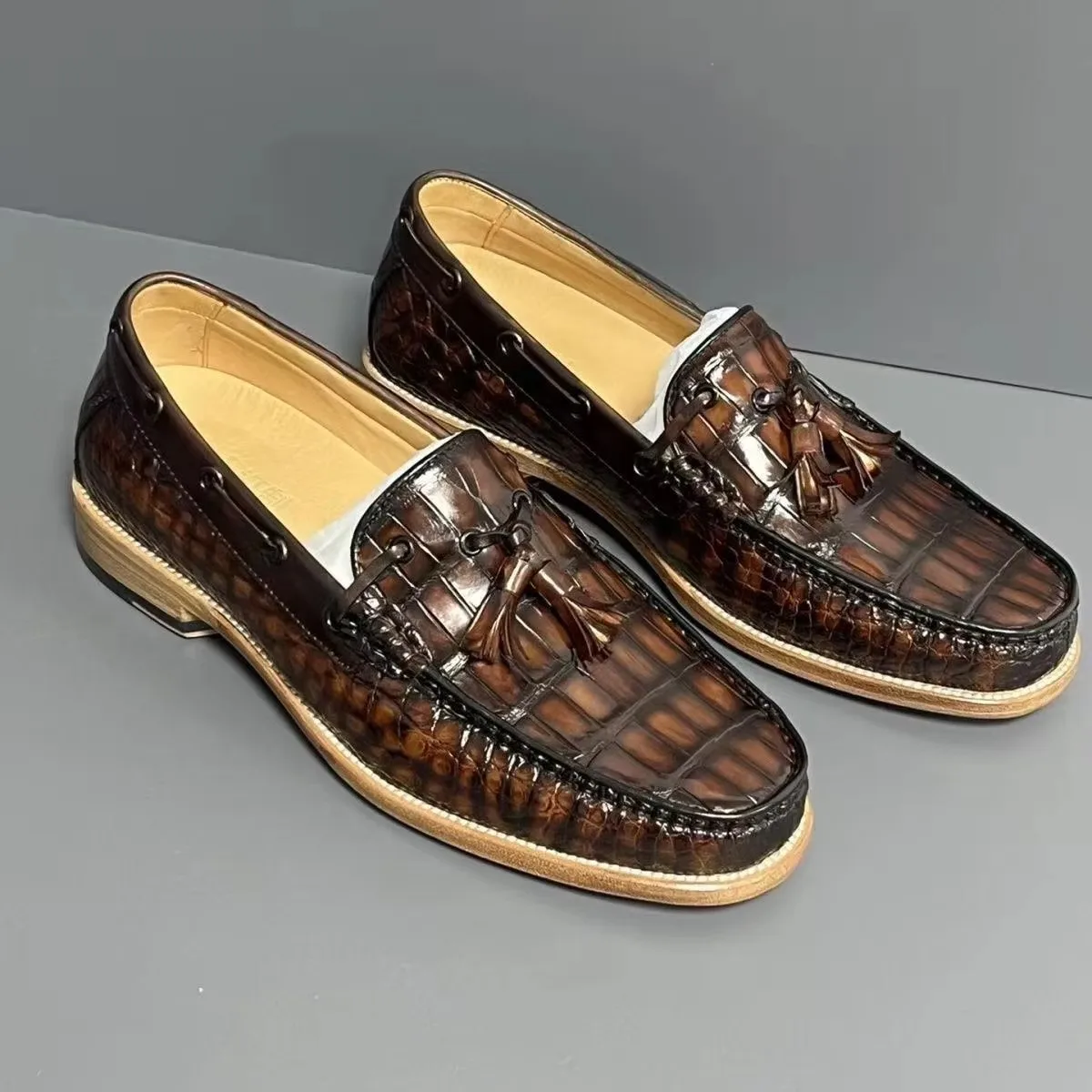 yinshang new men leisure male crocodile shoes wedding business lazy shoe male slip on