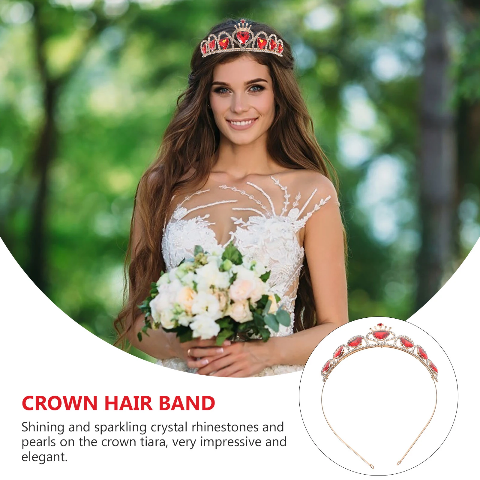 

Bridal Headpiece Elegant Rhinestones Heart Crown Tiara Wedding Hair Accessory Bride Headdress Fashion Crown Headband