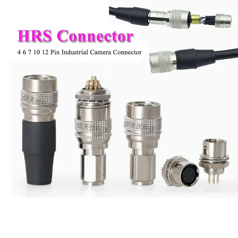 HRS Self-locking Plug Socket 4 6 7 10 12 Pin Industrial Camera Connector HR10A-7P-6S Compatible with Hirose Aviation Connectors