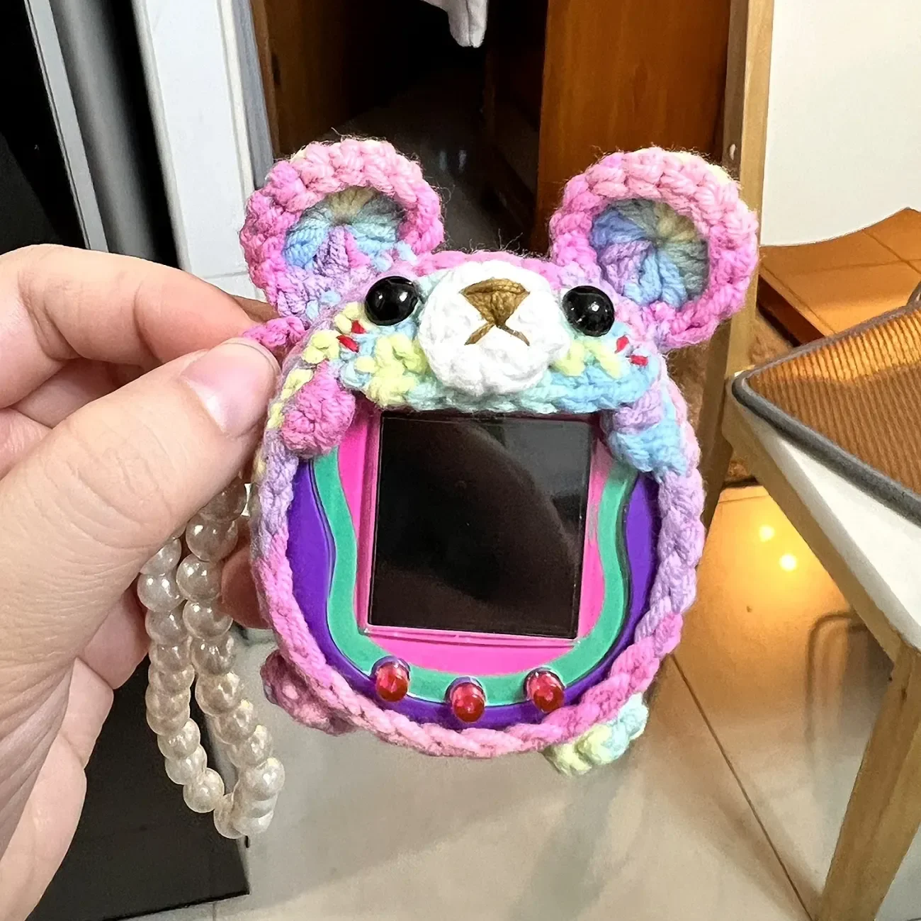 Kawaii Tamagotchi الغطاء الواقي اليدوية الملونة الدب Tamagotchi الغزل واقية قذيفة Uni Meets Pix 4u الذكية