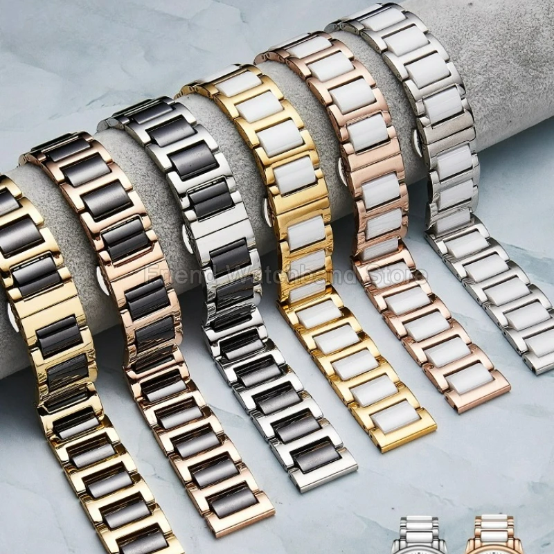 

Керамический браслет из нержавеющей стали с защитой от пота для DW Armani Casio Tissot TianWang с плоским интерфейсом, легко регулируемый ремешок для часов