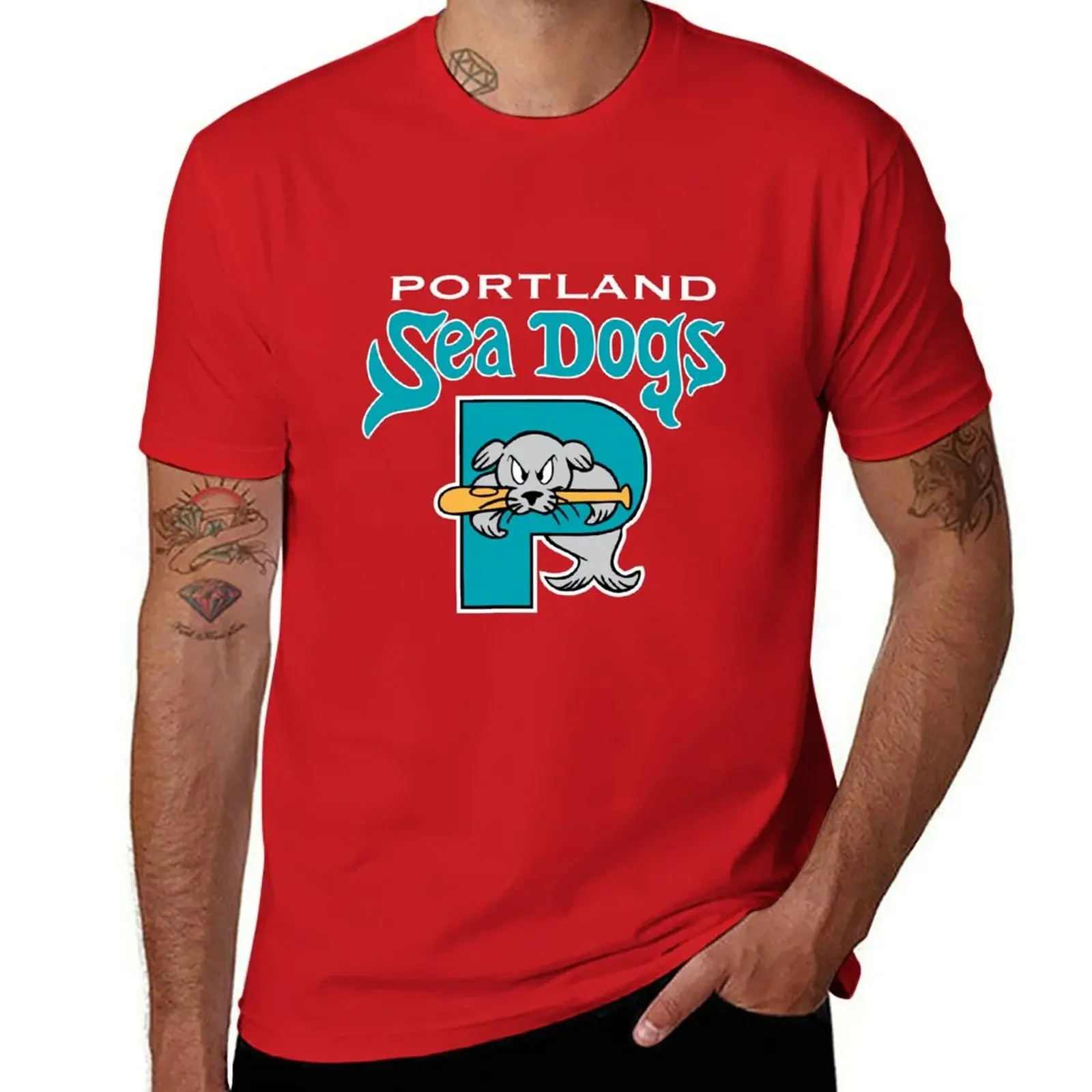 90's throwback Portland Sea Dogs T-Shirt customs design your own anime men Hot Sale Crewneck Round Neck Short Sleeve New Arrival