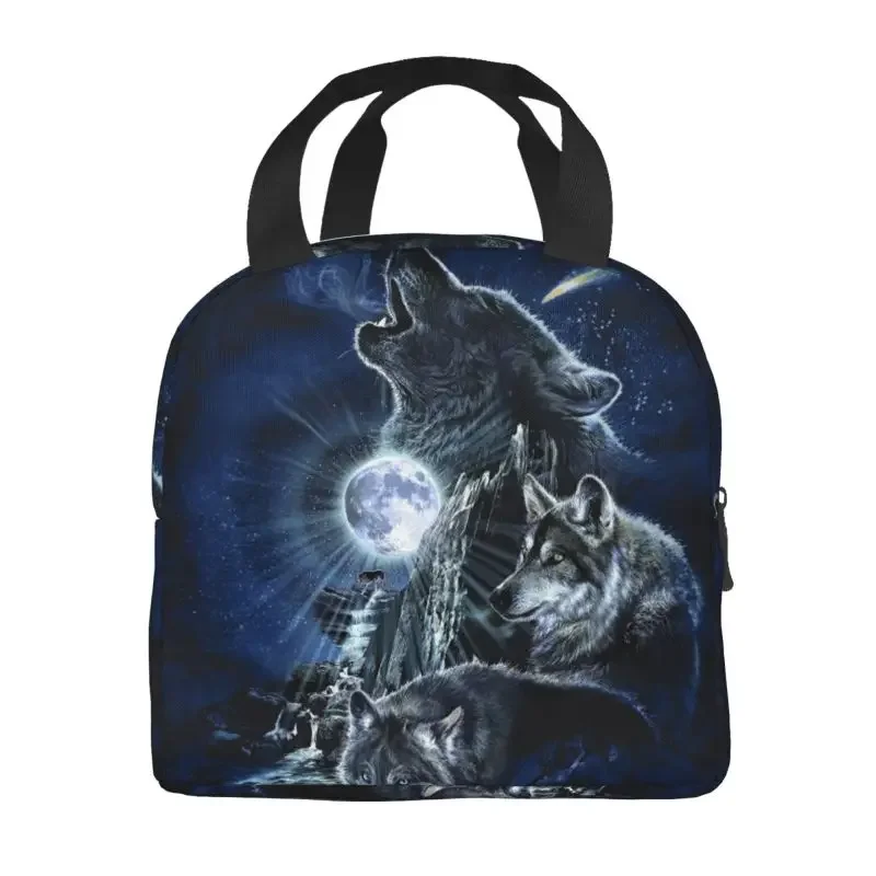 Howling At The Moon Insulated Lunch Bags for Work School Animal Leakproof Thermal Cooler Lunch Box Women Children