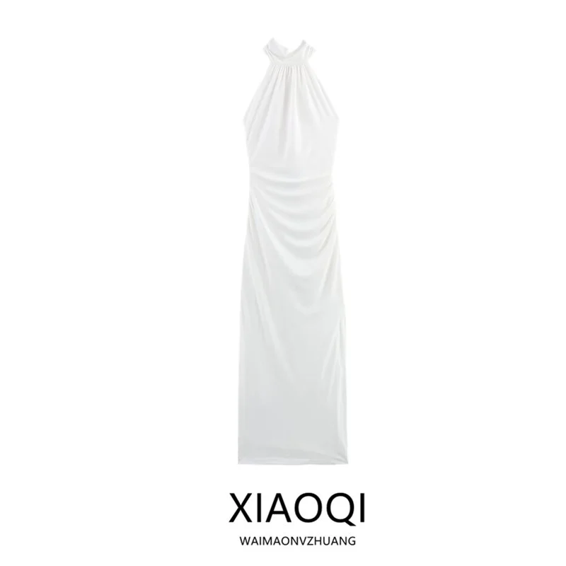Primavera 2025 Vestido Midi Longo F Design Sensação de Decote Sem Costas Nova Chegada Estilo de Trabalho Sem Mangas Ou...