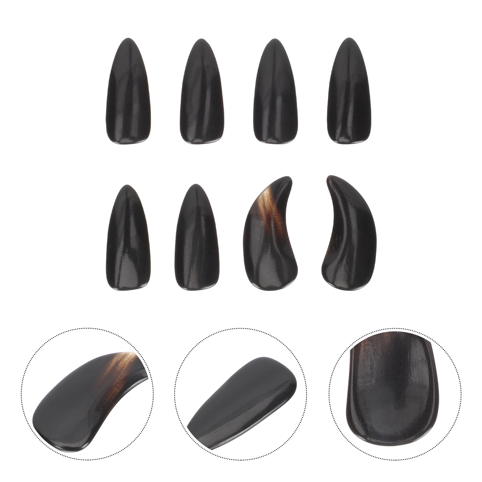 8 Pcs Natural Nails Child False Fake for Kids Black Horn Finger Picks Practice