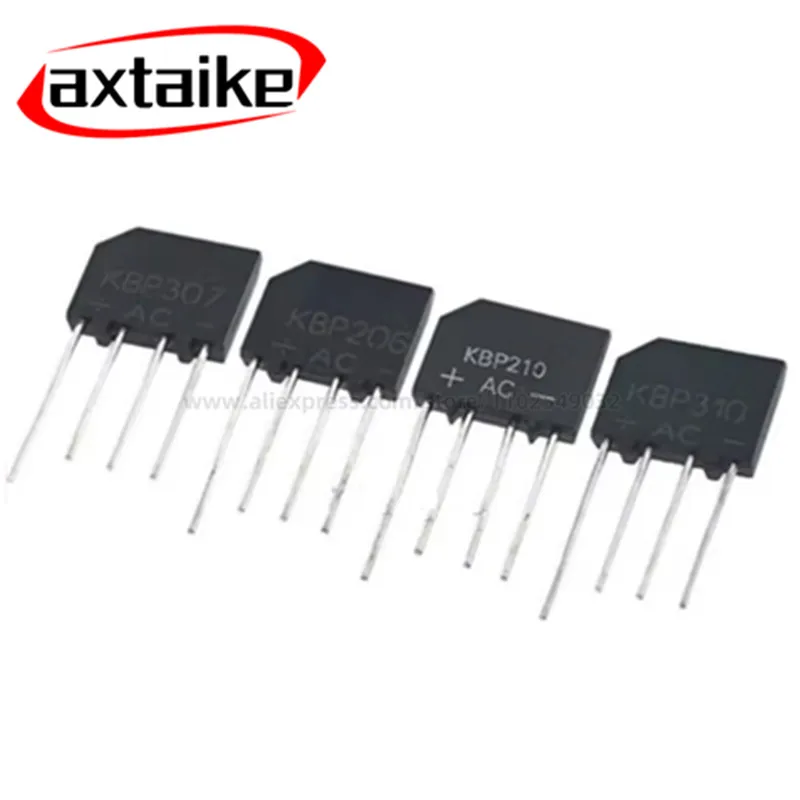 10PCS Single Bridge Rectifiers KBP206 KBP210 KBP307 KBP310 KBP406 KBP410 ZIP 4Pin 2A 3A 4A 600V 800V 1000V 1KV DIP