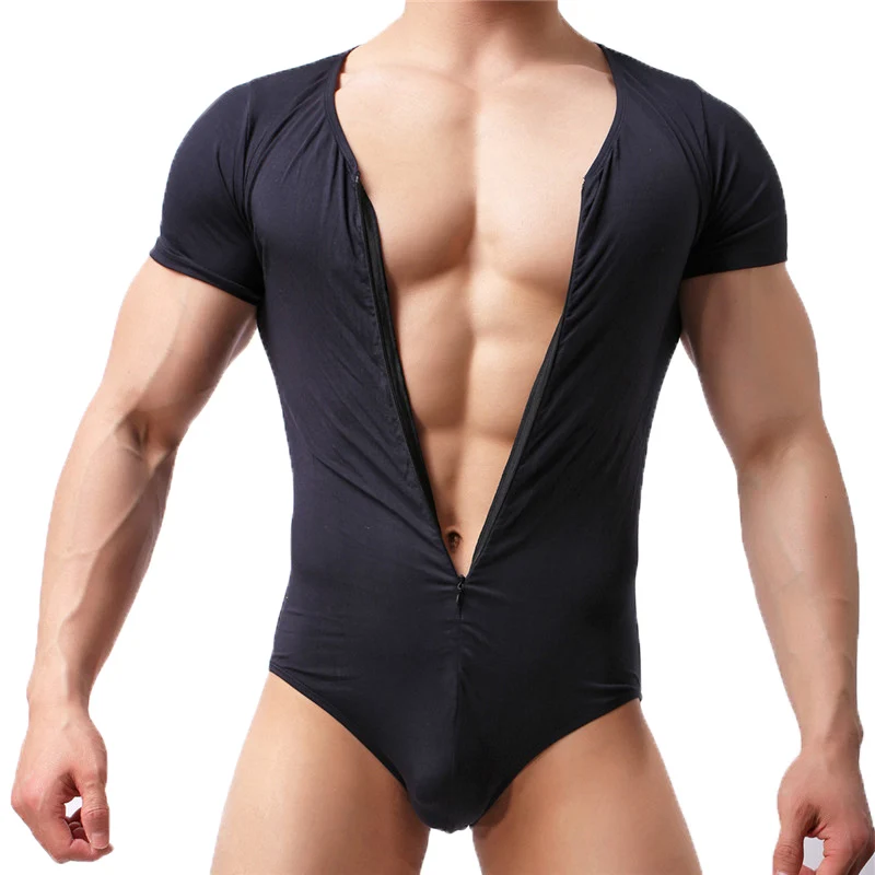 Justaucorps à manches courtes avec fermeture éclair pour homme, maillot de corps, combinaison de batterie, corset de sport, fitness, musculation, sous-vêtement de lutte