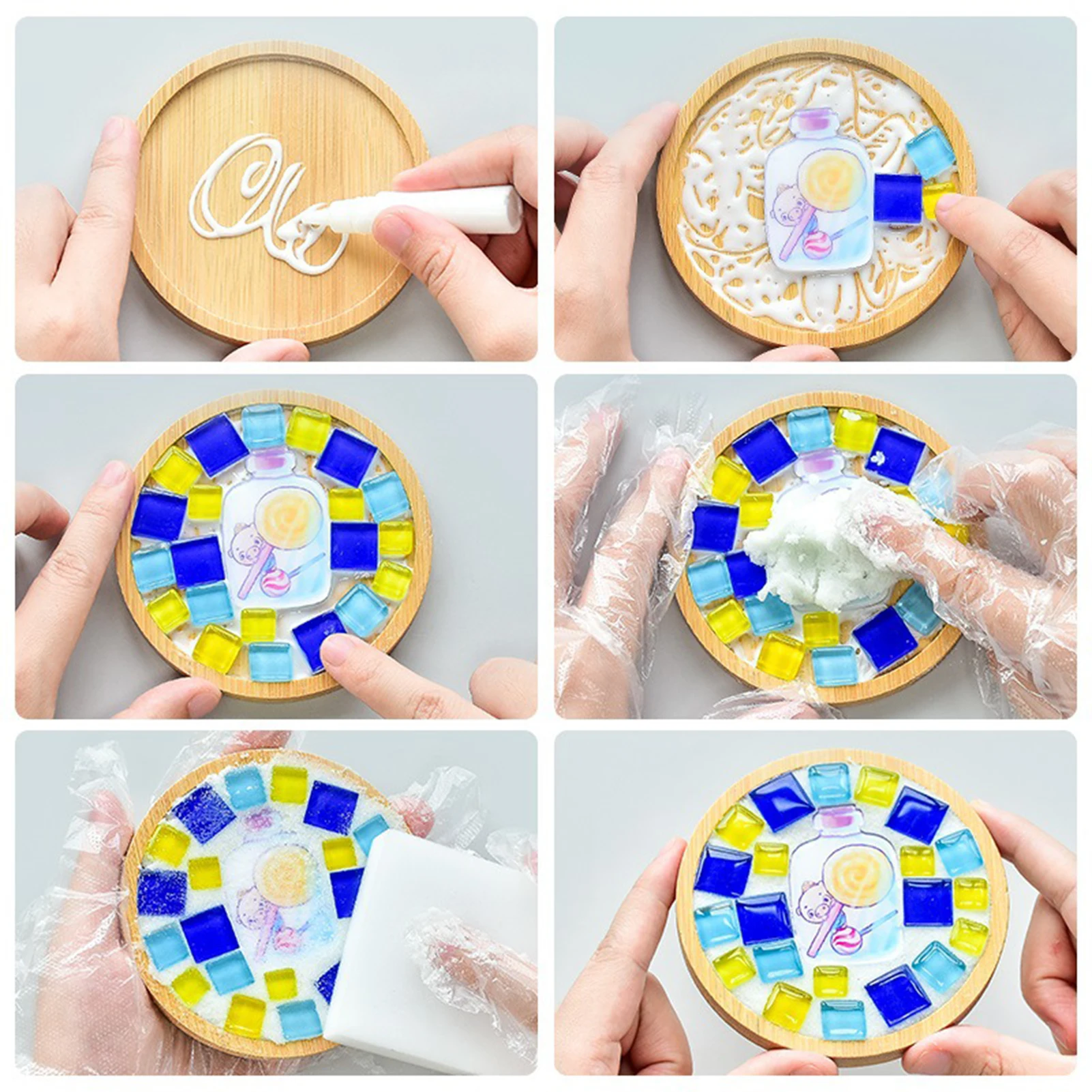 Posavasos de mosaico de colores mezclados para niños, bandeja de maceta suculenta, taza para beber, posavasos para plantas, DIY