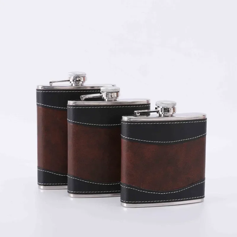 6/7/8Oz PU Leather Hip Flask Pocket Stainless Steel Wine Pot Vodka Whisky Bottle For Alcohol Portable Whiskey Gift for Men