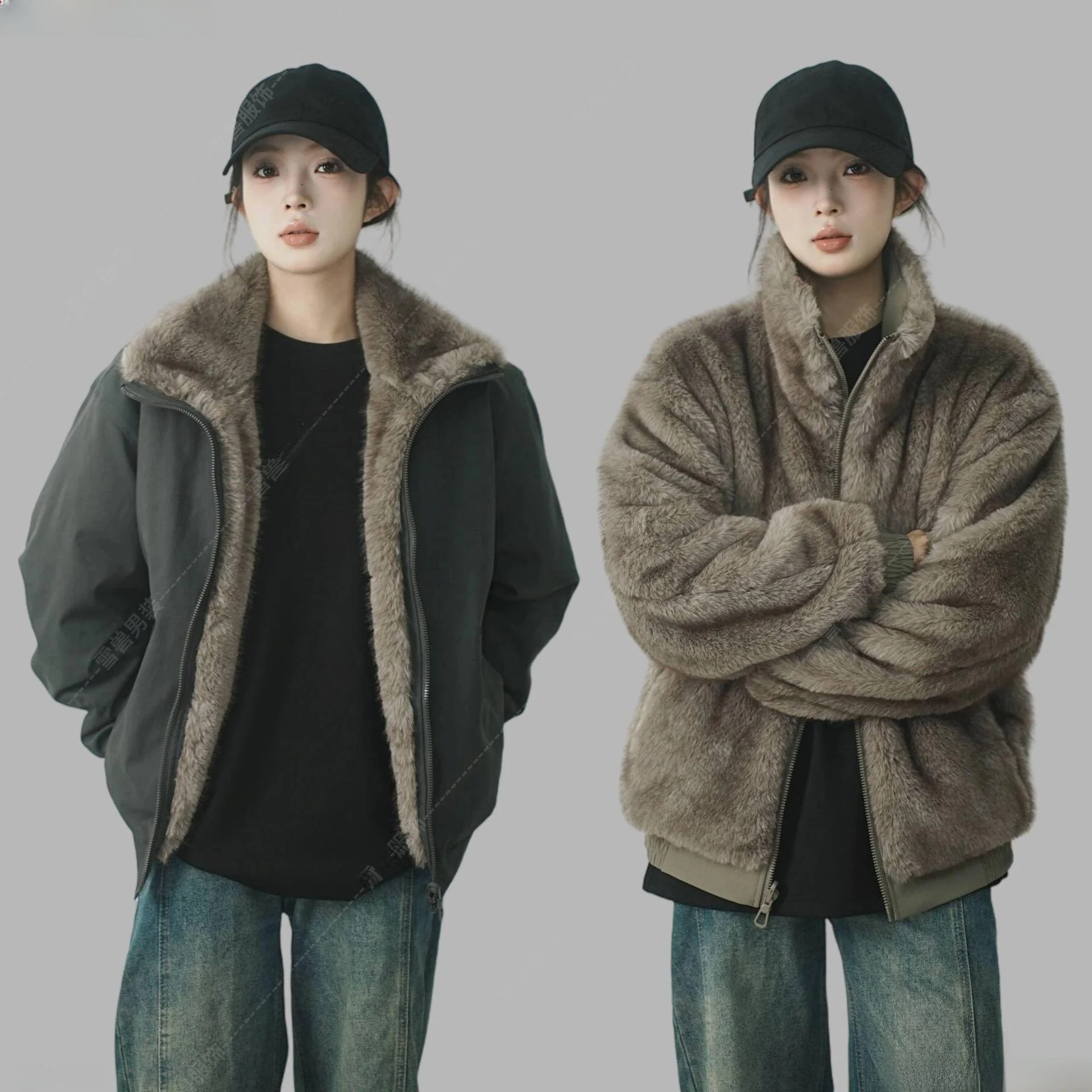 

Утепленная двусторонняя куртка из оксфордской ткани с воротником-стойкой, серебристо-синяя, плотная теплая верхняя одежда