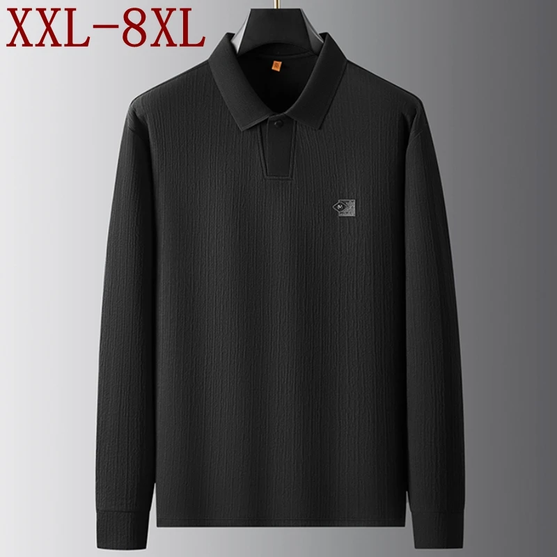 8XL 7XL 6XL 2025 New Autumn High End Luxury Shirts For Man Brand Tops Casual Loose Mens Polo Shirt Thick Lapel T-Shirt Homme