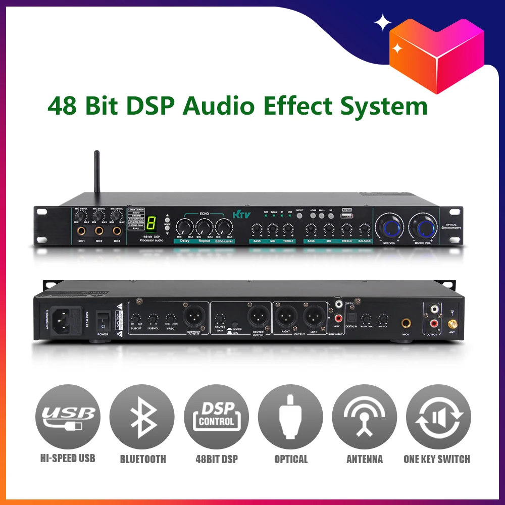Paulkitson E-270 Professional Audio Processor 48Bit DSP Effects Processors บลูทูธคาราโอเกะเสียงระบบ