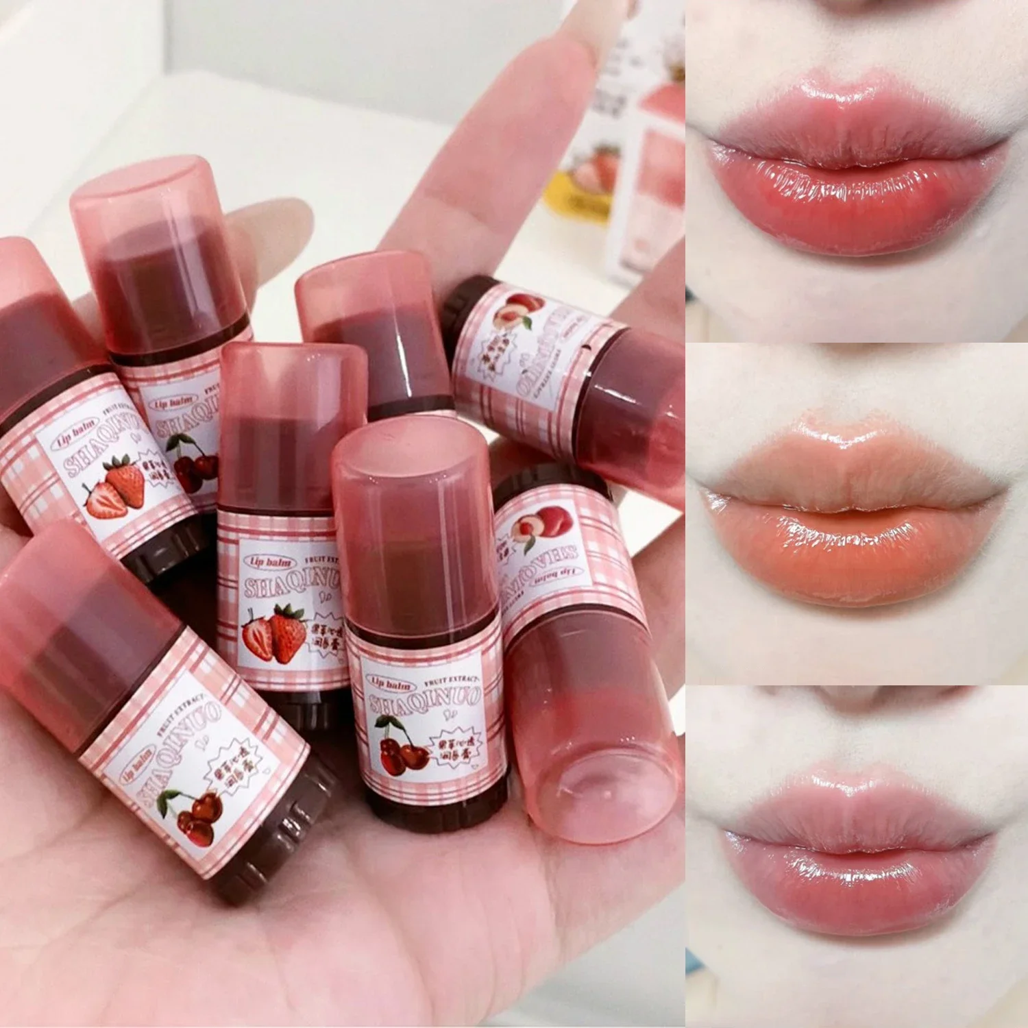 3Pcs/set Mini Tinted Lip Balm Colored Jelly Lipstick Natural Peach Gloss Moisturizing Reducing Lip Lines Plump Makeup Care New