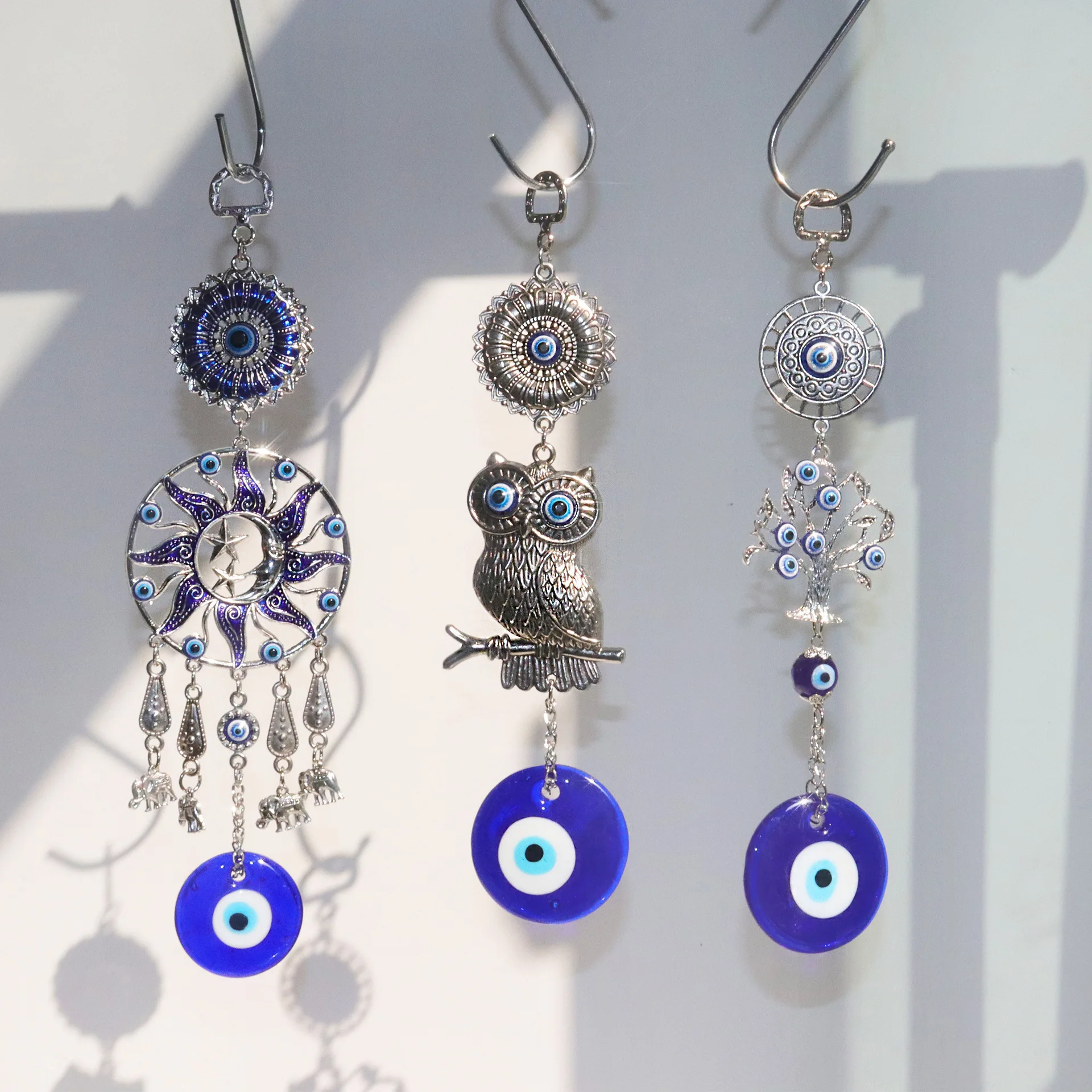 블루 터키어 악마의 눈 펜던트 매력 벽 매달려 장식 홈 거실 자동차 벽 매달려 펜던트 부적 행운의 매력