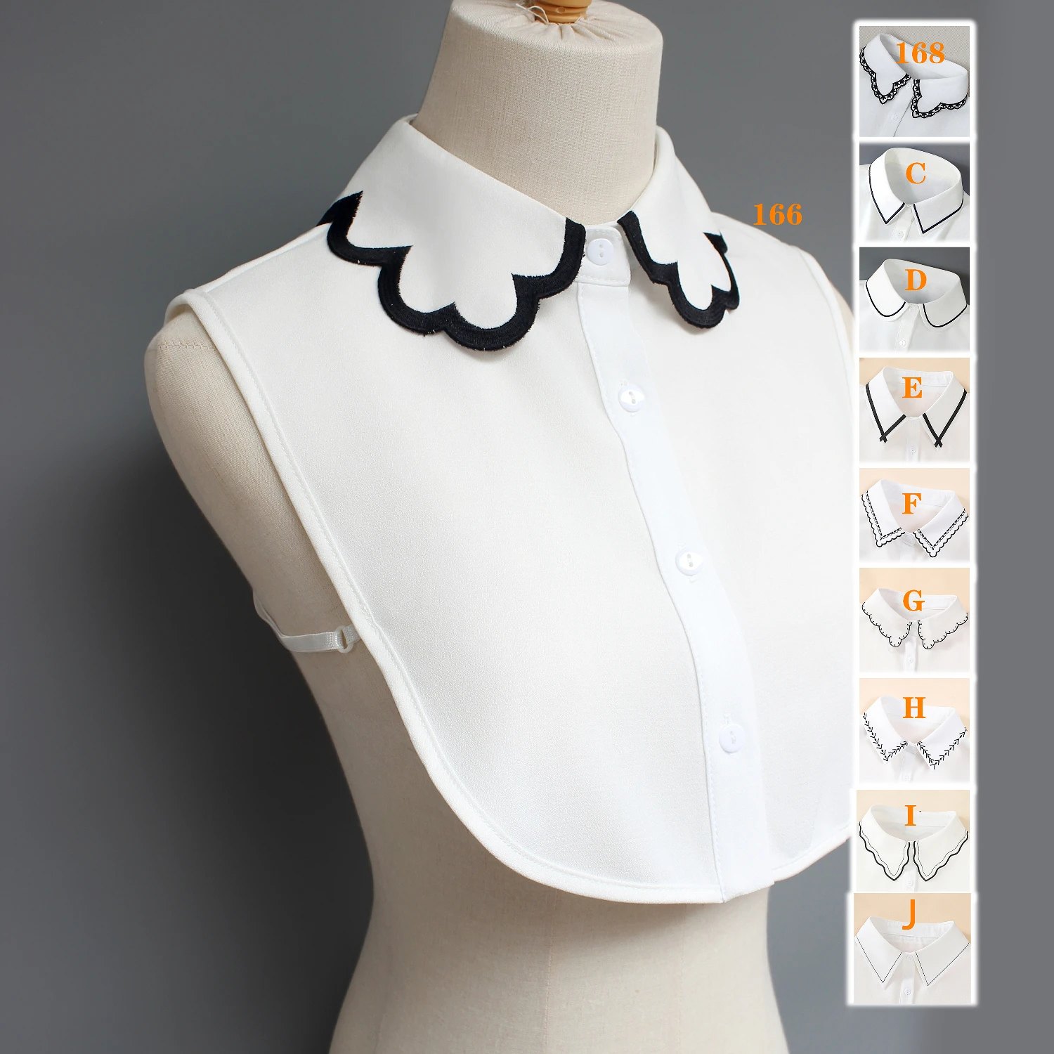 

Цельный декоративный искусственный воротник для женщин, универсальный искусственный воротник, изысканный искусственный воротник рубашки, базовый слой с вышивкой, костюм