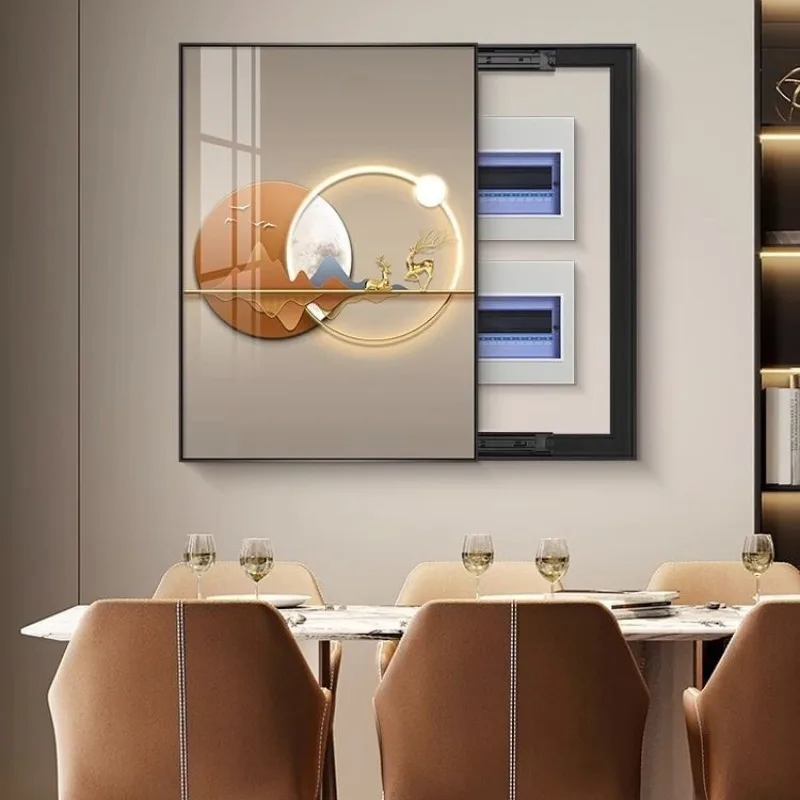 

Light luxury meter box decorative painting vertical version modern simple living room blocking electric switch box switch