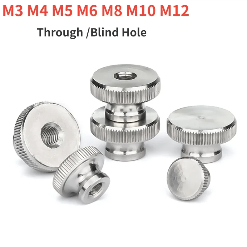 M3 M4 M5 M6 M8 M10 M12 304 Stainless Steel Hand Nut High Head Knurled Thumb Through/Blind Hole Nut Advertising Decorative Nail