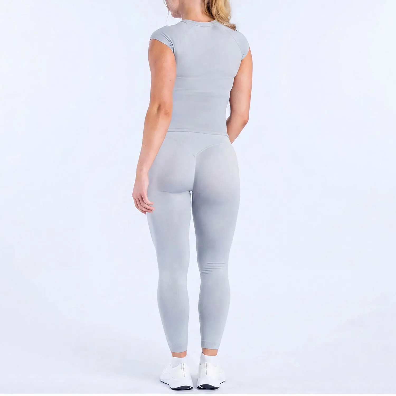 DUJIA Yoga Sets 18 Women Gym Clothes Defy Short Sleeve Top And Defy Leggings 2 Piece Fitness Seamless Suit Workout Sportswear