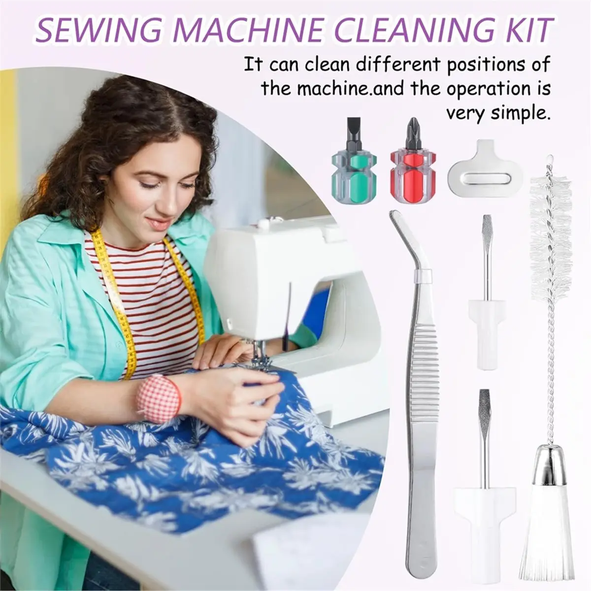 NEW 21 Pcs Sewing Machine Cleaning Kit, Tweezers, Rippers, Screwdriver,Double Headed Brush, Board Screwdriver,Silicone Brush